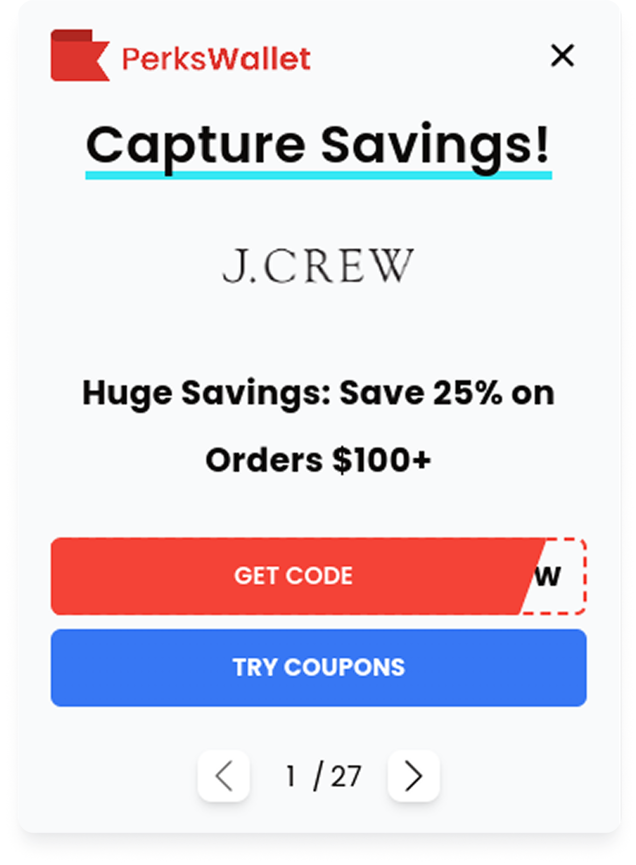PerksWallet browser extension showing Target savings offer